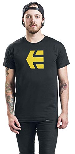 etnies Icon tee Camiseta Negro/Amarillo L, 100% algodón, Regular