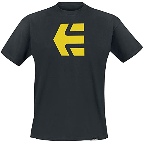 etnies Icon tee Camiseta Negro/Amarillo L, 100% algodón, Regular