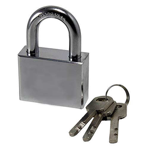 EUROXANTY Candado de Seguridad de llave | Cerradura de Acero Cromado | Arco Anti-Corte de Acero Cementado Cromado | 3 Llaves | Gran Dureza y Fiabilidad