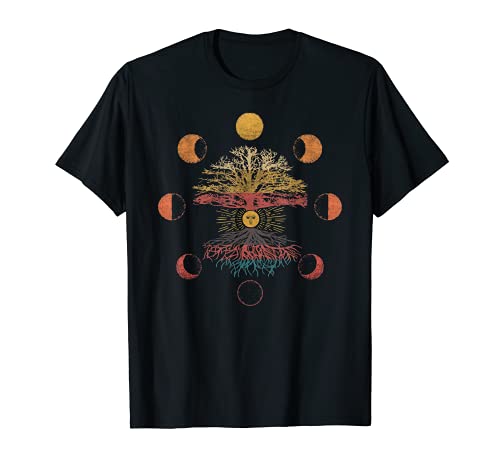 Fases de la Luna Hippie Life 60's 70's Retro Tree Vibe Camiseta