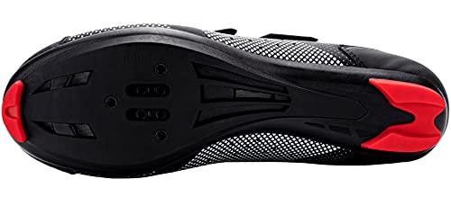 Fenlern Zapatillas de Ciclismo para Hombre Calzado de Ciclismo de Carretera Zapatos de MTB con Suela de Carbono (Rojo Negro,EU 43)