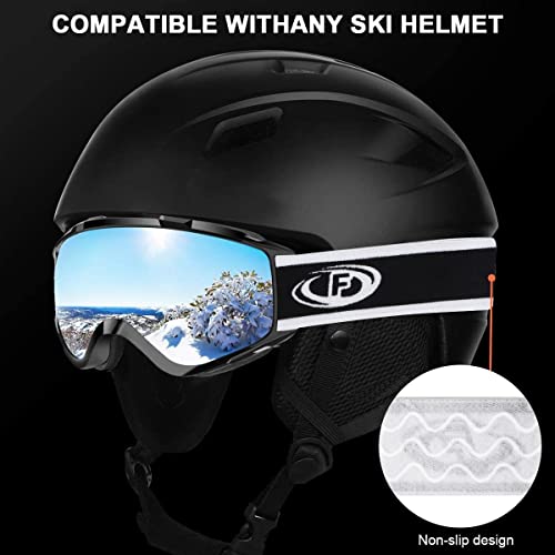 findway Gafas de Esquí,Máscara Gafas Esqui Snowboard Nieve Espejo para Hombre Mujer Adultos Juventud Jóvenes, Anti Niebla Gafas de Esquiar OTG,Protección UV Plata Esférica Lentes