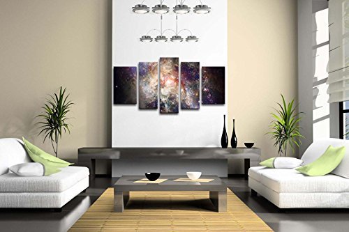 First Wall Art - Espacio Cuadros en Lienzo Nebulosa Colorida Abstracta en el Universo Púrpura Decoracion de Pared 5 Piezas Modernos Mural Fotos para Salon,Dormitorio,Baño,Comedor