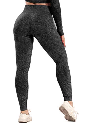 FITTOO Leggings Sin Costuras Mallas Mujer Pantalon Deportivo Alta Cintura Yoga Elásticoss #1 Negro Medium