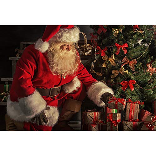 Fondos de Navidad para Fiestas Familiares, árbol de Nieve de Invierno, Piso de Madera de Santa, Fondos para niños, sesión fotográfica para Estudio fotográfico A9, 10x10ft / 3x3m