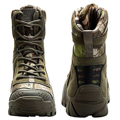 FREE SOLDIER Botas de Caza para Hombres Botas Militares de Combate de Tiro Alto con Cordones Zapatos Ligeros para Todo Terreno para Senderismo, Trabajo, Selva(Camouflage,41)