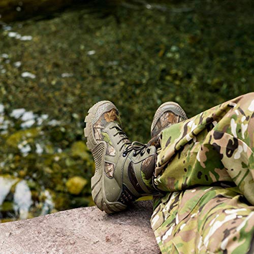 FREE SOLDIER Botas de Caza para Hombres Botas Militares de Combate de Tiro Alto con Cordones Zapatos Ligeros para Todo Terreno para Senderismo, Trabajo, Selva(Camouflage,41)