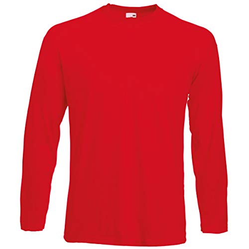 Fruit of the Loom Long Sleeve Valueweight tee Camisa, Rosso, Medium para Hombre