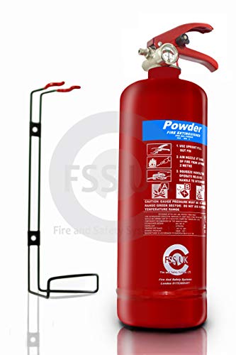 FSS UK Extintores de polvo seco ABC, 2 kg Con certificado CE. Ideal para casas, barcos, cocinas, oficinas, coches, caravanas, almacenes, hoteles y restaurantes.Extintor de polvo seco de 2 kg.