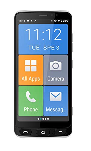 Funker E500I Easy - Telefono Móvil Smartphone 4G con Whatsapp para Personas Mayores, Botón SOS,Base de Carga, Iconos XXL, Pantalla de 5.5” Pulgadas HD, 16 GB de Memoria Ampliable, Android 10 (Negro)