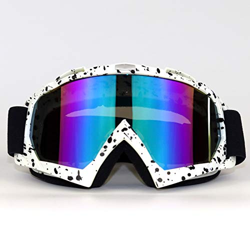 Gafas de motocross Cross Country Skis Snowboard ATV Motocross Motocicleta Casco Gafas Gafas (Color : White black spots UV)