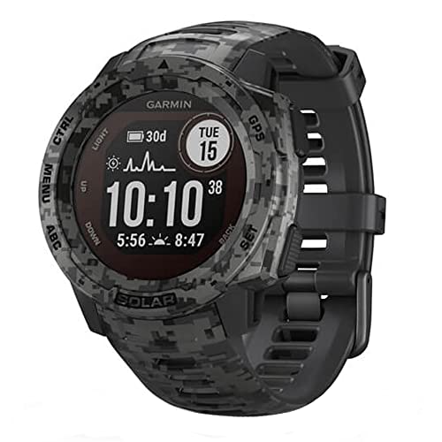 Garmin 010-02293-15 Instinct Solar Rugged Outdoor Watch Camo Edition Graphite Camo Bundle with 2 Year Accidental Repair and Extended Protection Plan