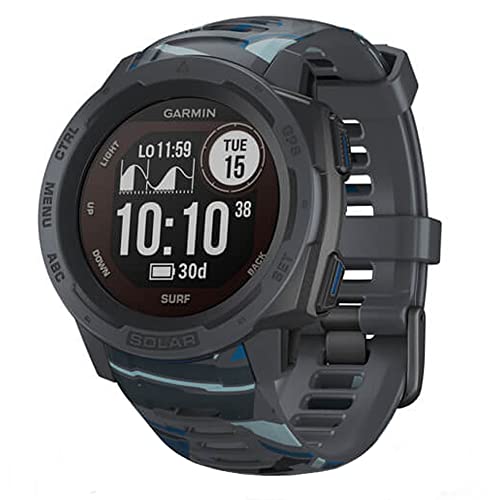 Garmin 010-02293-17 Instinct Solar Rugged Outdoor Watch Surf Edition Pipeline Bundle with 2 Year Accidental Repair and Extended Protection Plan