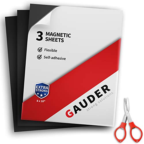 GAUDER Láminas Magnéticas Grandes con Respaldo Adhesivo | Láminas Magnéticas de Separar y Pegar | Papel Magnético Flexible