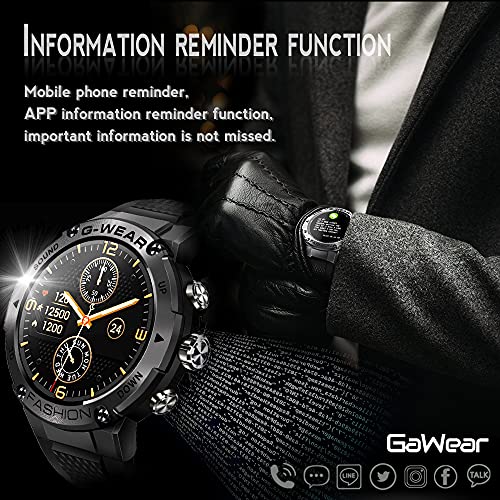 GaWear Reloj Inteligente Hombre,smartwatch 1.32" Pantalla Táctil Completo Reloj Inteligente Impermeable 5ATM Pulsómetro, Monitor de Sueño, Notificaciones Inteligentes, para Android iOS (Negro)