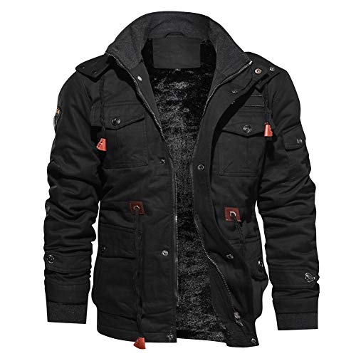 Gebuter Winter Jackets Parkas Men Thick Warm Casual Outwear Jackets Hooded Coats Cap Removable Men's Faux Leather Jacket Hood Motorcycle Bomber Fashion Slim Fit Winter Coat
