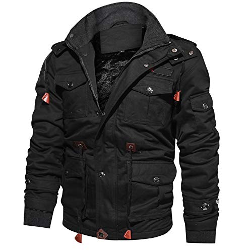 Gebuter Winter Jackets Parkas Men Thick Warm Casual Outwear Jackets Hooded Coats Cap Removable Men's Faux Leather Jacket Hood Motorcycle Bomber Fashion Slim Fit Winter Coat
