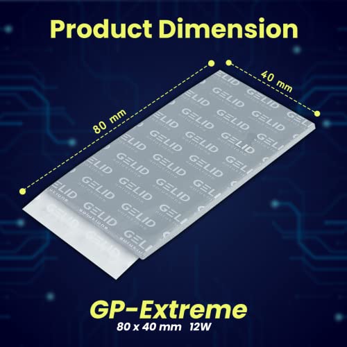 GELID GP-Extreme – Almohadilla térmica 80x40x1.5mm | Excelente conducción de Calor | Conductor no eléctrico | Ideal Gap Filler | Instalación Muy fácil | Conductividad térmica 12W / MK.