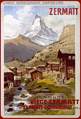 Generisch Zermatt - Cartel de chapa de pueblo en la montaña (20 x 30 cm)
