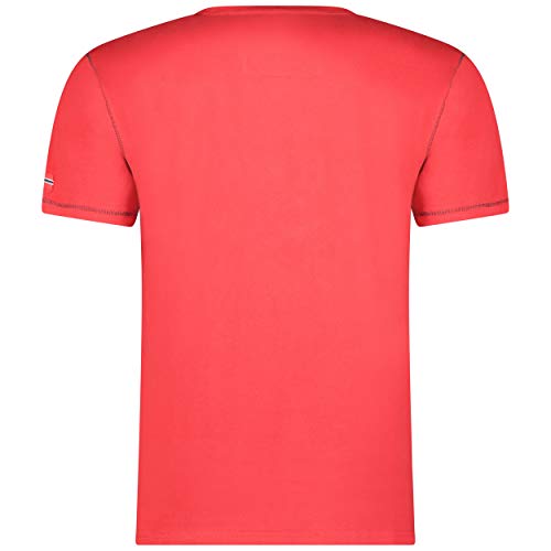 GEO NORWAY JUITRE Men - Camiseta De Algodón para Hombre - Camisetas con Logo Cuello Redondo - Clásica De Manga Corta para El Cuerpo - Regular Fit Crew Neck Short Sleeve para Hombre Rojo - L