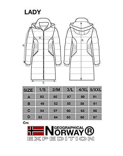 Geographical Norway Abeille Lady Distribrands - Parka de mujer - Abrigo de piel sintética gruesa - Chaqueta cortavientos de invierno - Chaqueta de plumón con forro largo (Negro M - Talla 2)
