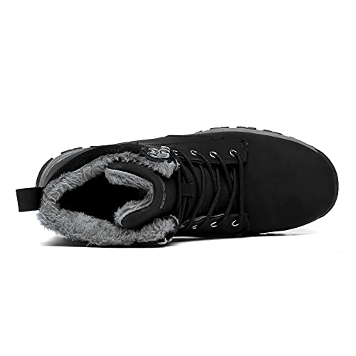 Geweo Botas de Nieve Invierno Cálidas Forro Piel Botines Hombre Mujer Antideslizantes Boots Exterior Trekking Zapatos Senderismo Sneakers Unisex Negro 42 EU