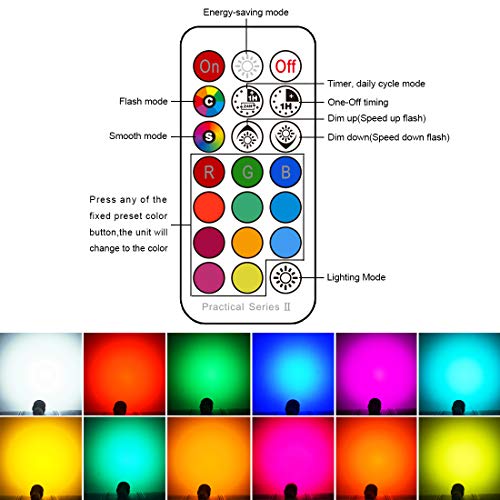 Gikkali RGB LED GU10 Colores Regulable 5W Equivalente 50W Halógena, 500 Lúmenes Blanco Frío 6000K, (5 Pack)