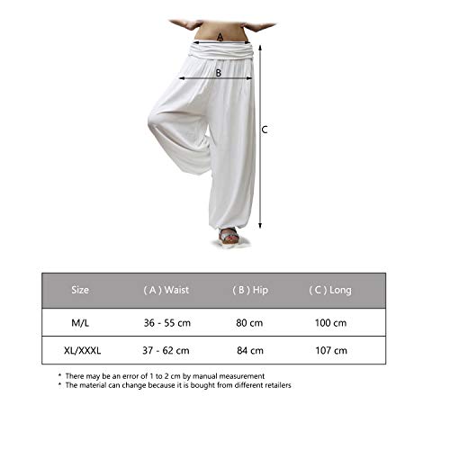 Gloop HS201701 - Pantalones bombachos para mujer, de verano, tipo harén, para tiempo libre, diseño de flores o colores lisos Azul vaquero 13090a4. XL/3XL