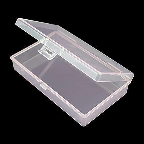 Goodma 8 unidades rectangulares vacíos mini organizador de plástico contenedores con tapas con bisagras para objetos pequeños y otros proyectos de manualidades, 13,5 x 7,9 x 3 cm (rosa)