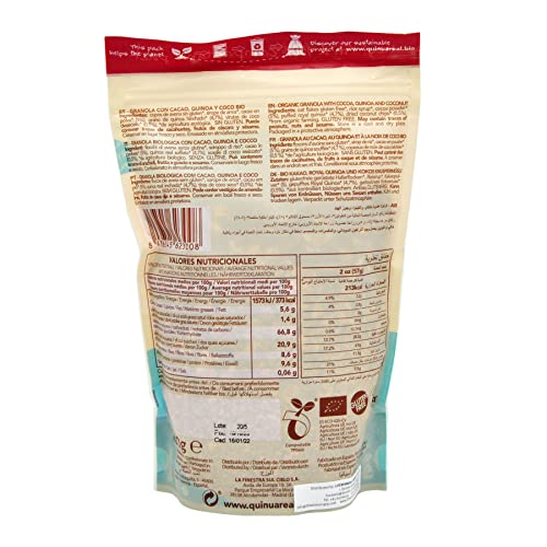 Granola de quinoa real con cacao y coco sin gluten BIO - Quinua Real - 250g