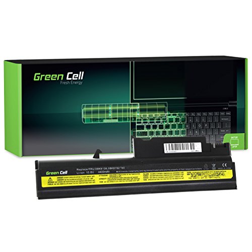 Green Cell® Standard Serie 08K8192 08K8193 08K8195 Batería para Lenovo IBM ThinkPad T40 T41 T42 T43 R50 R51 R52 Ordenador (6 Celdas 4400mAh 10.8V Negro)