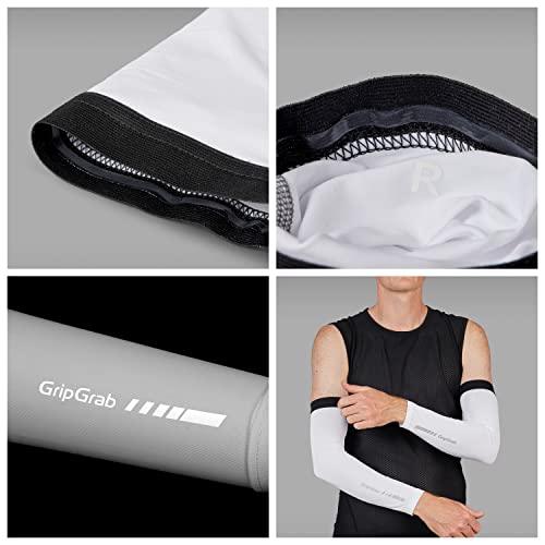 GripGrab UPF 50+ UV-Protection Arm Sleeves Anti-Slip Thin Breathable Summer Warmers for Biking Hiking Running Outdoors, Blanco, S