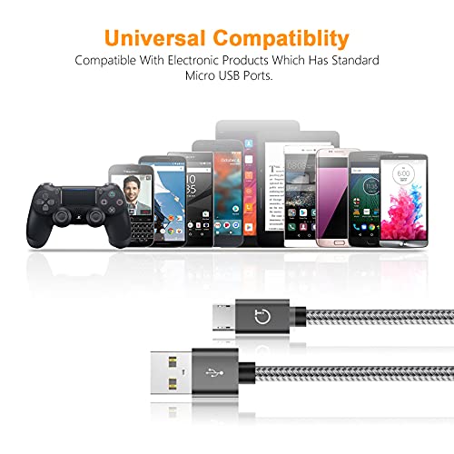 Gritin Cable Micro USB 3 Pack-1M/1.5M/2M,Carga Rápida Trenzado de Nylon Cargador Micro USB para Galaxy, Kindle, Nexus y más