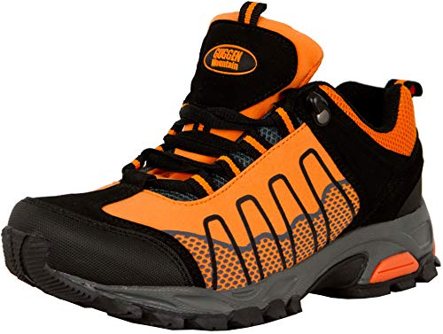 GUGGEN MOUNTAIN Zapatillas de Senderismo Zapatos para Caminar Botas de Monta–a Zapatos de Montana Nordic Walking Mujer T002, Naranja, EU 36
