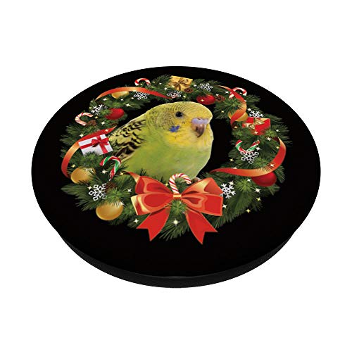 Guirnalda de Navidad del Periquito Verde Amarillo PopSockets PopGrip: Agarre intercambiable para Teléfonos y Tabletas