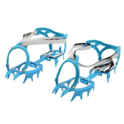 GYZCZX 14 Dientes Pinzas de Hielo Caminando crampones Ultraligero aleación de Aluminio alineación crampones Equipo (Color : Blue)