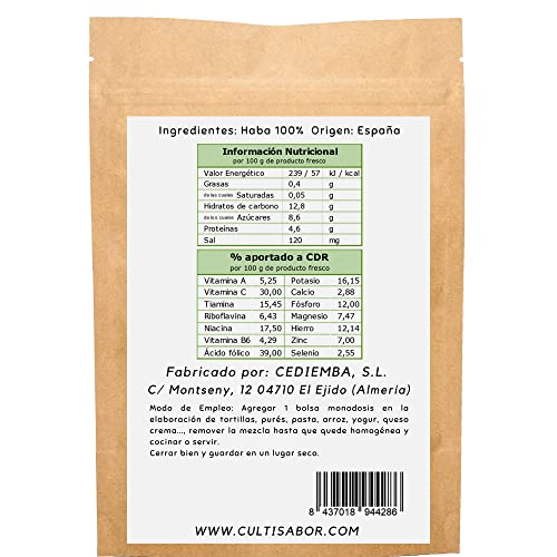 Haba Liofilizada en Polvo 10 Monodosis Bolsa Doypack - Freeze Dried Broad Beans Powder 10 Units per Pack - Haba Deshidratada
