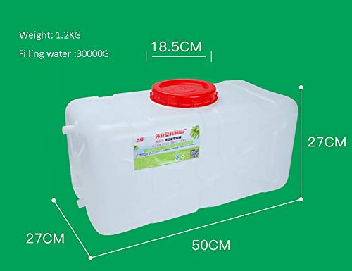 HANYU Bidón Plástico con Grifo Tapa del Tanque acumulador de Agua doméstica Gran Tanque de Almacenamiento de Agua Pura Rectangular Horizontal depósito de Agua del Tanque de Espesamiento (Size : 30L)