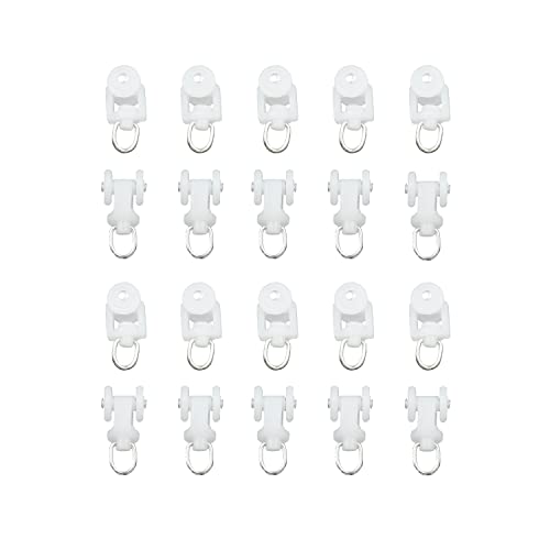HASAYAKI Rodillos de riel de cortina, portadores de ruedas de cortina con pliegue ondulado, corredores de cortinas plegables, 20 piezas (22x16mm / 0,87x0,63 pulgadas) - Blanco