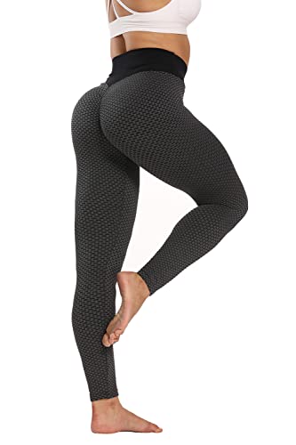 heekpek Leggings Push Up Mujer Mallas Pantalones De Yoga De Cintura Alta para Mujer Pantalones Deportivos para Control De Abdomen Yoga Fitness Running(Negro+Gris,S)