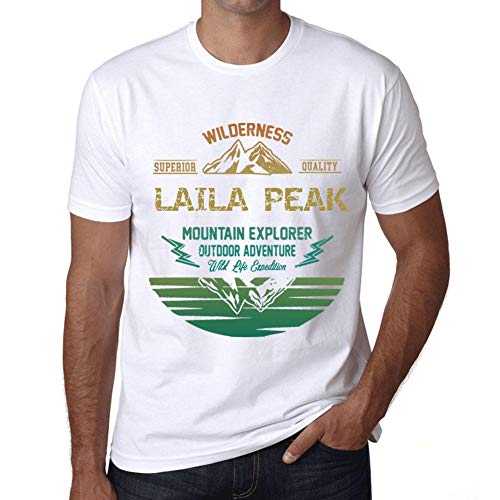 Hombre Camiseta Vintage T-Shirt Gráfico Laila Peak Mountain Explorer Blanco