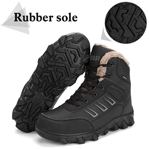 Hombres Botas de Senderismo Impermeable Invierno Zapatos de Trekking Deportivos Cámping Nieve Botines Negro Marrón Negro 47