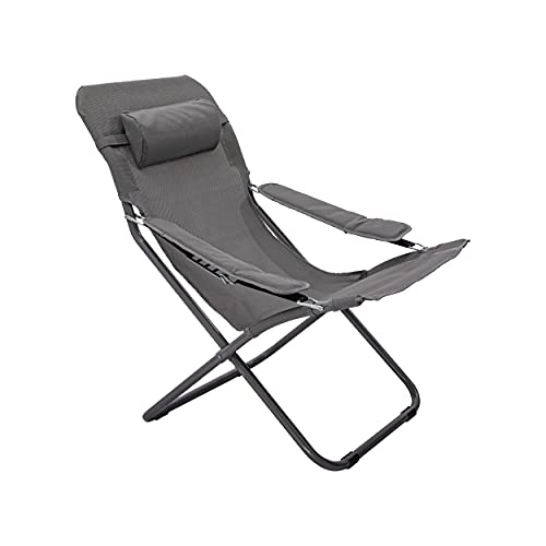 HOMECALL - Silla de camping plegable con respaldo ajustable de textileno 2 × 1, gris