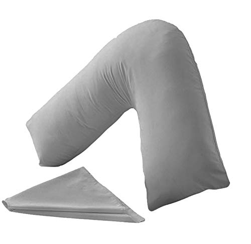HOMES-LINEN - Almohada ortopédica en forma de V para cabeza, cuello y espalda, Gris, V-Pillow With Cover