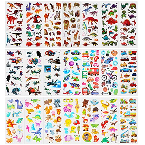 HOWAF 1000+ 3D Puffy Stickers for Children Toddlers, 48 Sheet Variety Stickers Pack for Kids Girls Boys Scrapbooking Rewarding Gifts, Unicorn Sea Animal Dinosaur Fruit Sweet Hospital Life Sport Things