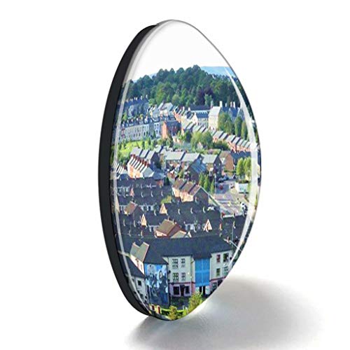Hqiyaols Souvenir Reino Unido Inglaterra Irlanda del Norte Ciudad amurallada Londonderry Imán de Nevera de Recuerdo 3D Imanes de Nevera de Cristal de círculo de Regalo de Viaje