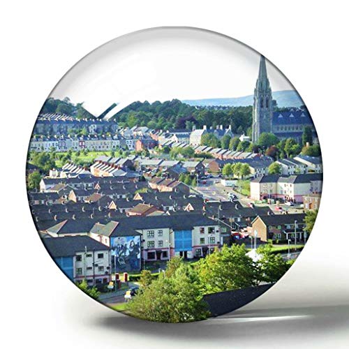 Hqiyaols Souvenir Reino Unido Inglaterra Irlanda del Norte Ciudad amurallada Londonderry Imán de Nevera de Recuerdo 3D Imanes de Nevera de Cristal de círculo de Regalo de Viaje