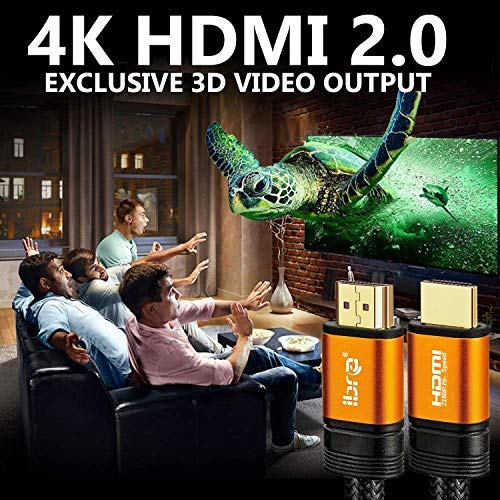 IBRA 10M Orange Cable de HDMI de Ultra Alta Velocidad Cable de 18Gb/s HDMI 2.0b Soporte 4K@60Hz Fire TV, Ethernet, Retorno de Audio,Video UHD 2160p,HD 1080p,3D, Xbox Playstation PS3 PS4 PC