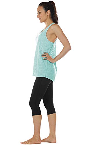 icyzone Camiseta sin Mangas de Suelta Racerback Fitness para Mujer para Yoga Correr -M-Verde Hielo