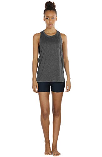 icyzone Sueltas y Ocio Camiseta de Fitness Deportiva de Tirantes para Mujer, Pack de 3 (M, Carboncillo/Pearl Blush/Aqua)